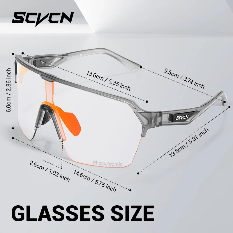 SCVCN Photochromic Cycling Sunglasses Glasses Bike Mountain Bicycle Hiking Golf UV400 Sports Glasses for Men Women Baseball 2025