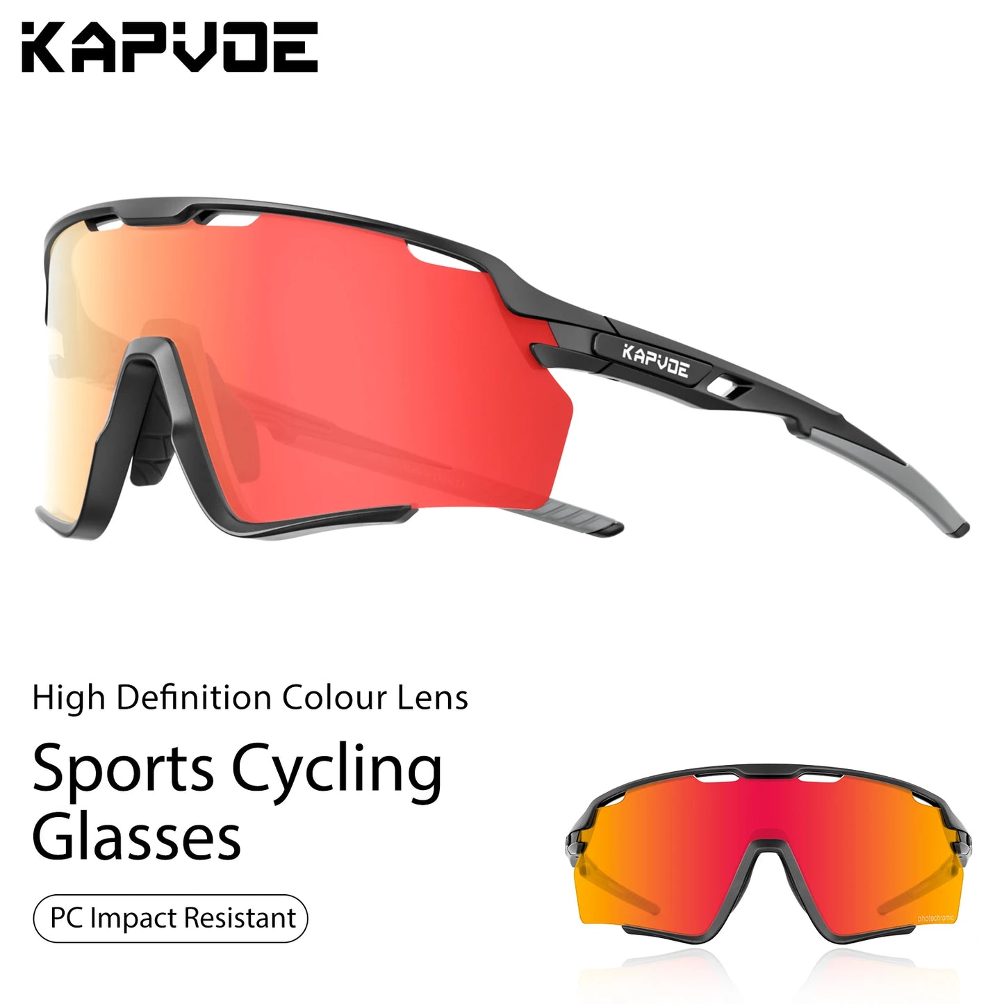 KAPVOE New Outdoor Cycling Glasses Mountain Bike Sunglasses MTB Sports Men Women UV400 Baseball Running Triathlon Golf Driving