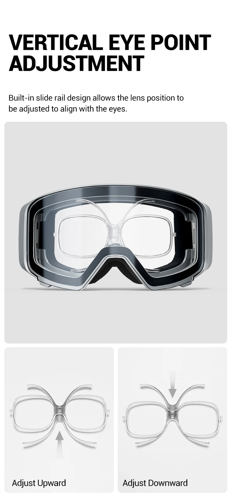 Kapvoe Myopia Frame for Ski Goggle Adjustable Snow Goggles Insert Clip-On Clip for Kapvoe Ski Goggle Myopia Frame Bike Frame