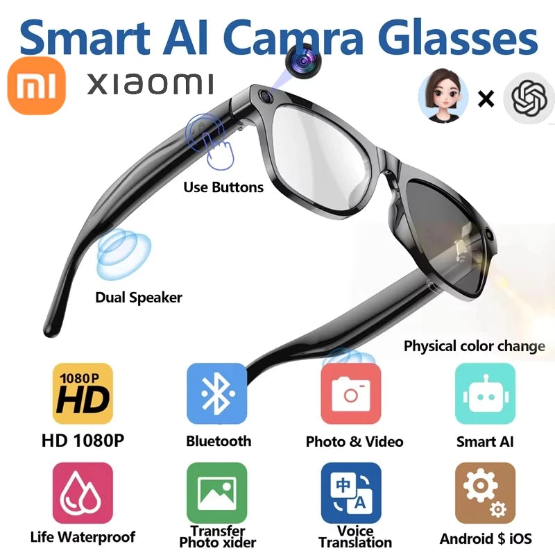 Xiaomi Mijia Smart Glasses | Bluetooth Call, Camera & Color-Changing Lenses