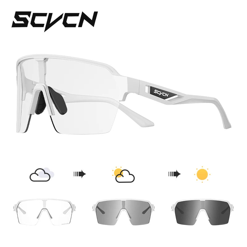 SCVCN Photochromic Cycling Sunglasses Glasses Bike Mountain Bicycle Hiking Golf UV400 Sports Glasses for Men Women Baseball 2025