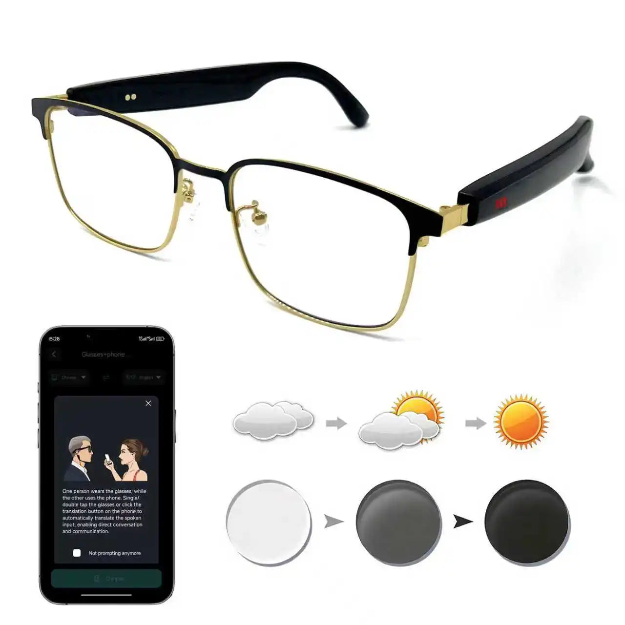 Giinova Smart Audio Glasses | App Translation, Color-Changing Lenses & Hi-Fi Sound