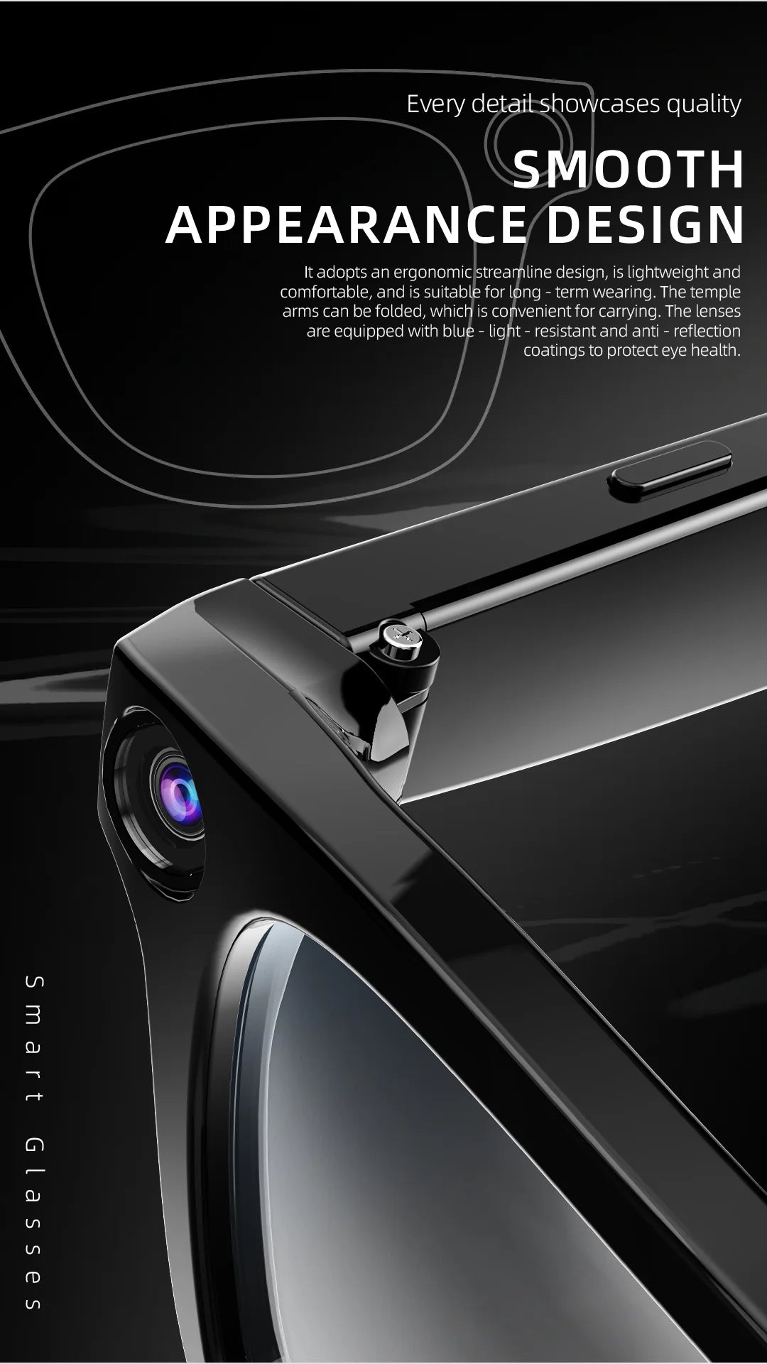 AI Eyeglasses Video Voice Call Noise Cancellation Wireless Bluetooth Headset HD Anti-Shake Camera Contact Glasses Goggles