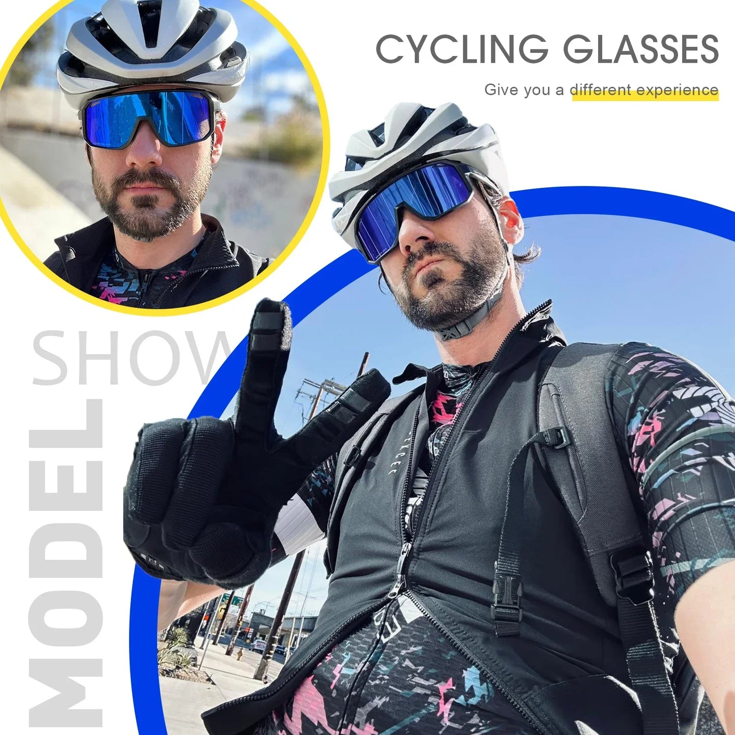 SCVCN Cycling Glasses Bike Mountain Bicycle Hiking Camping Golf UV400 Sunglasses Sport Protection Glasses for Men Women Baseball