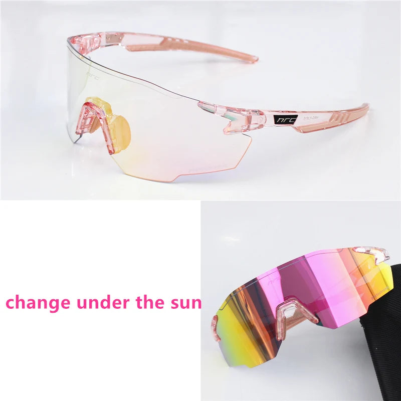 NRC Cycling Sunglasses 1lens UV400 TR90 Sports Bicycle Glasses MTB Mountain Bike Fishing Hiking Riding Eyewear for Men Women