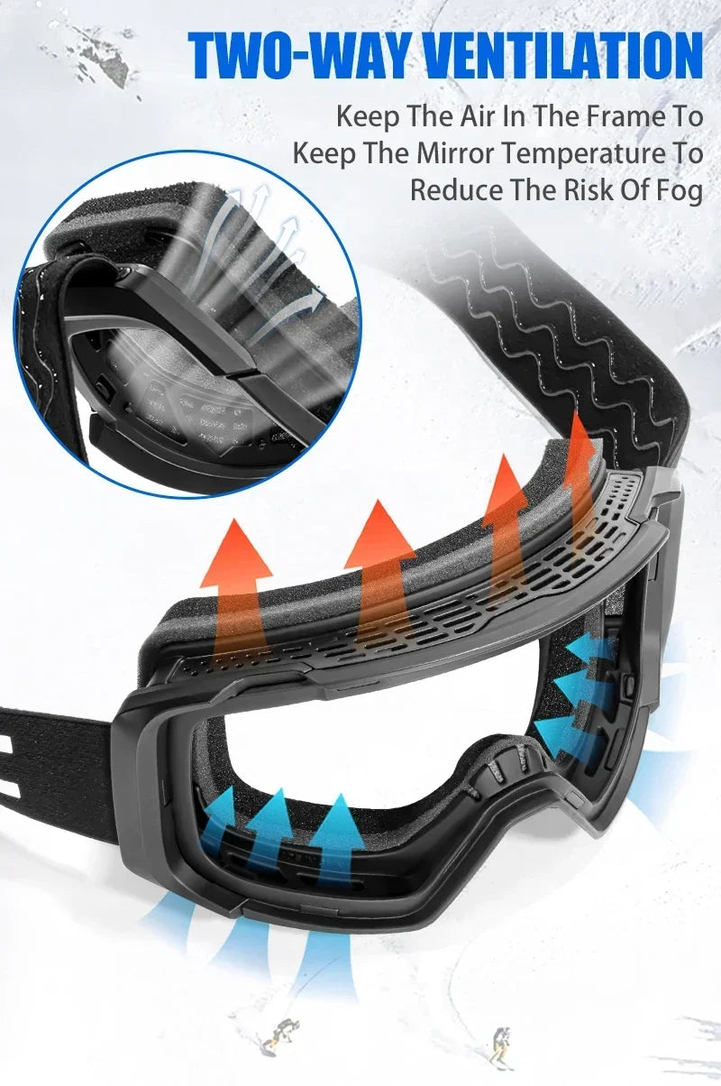 Kapvoe Magnetic Ski Goggles | UV400 Anti-Fog | Men & Women | Snowboard & Snowmobile