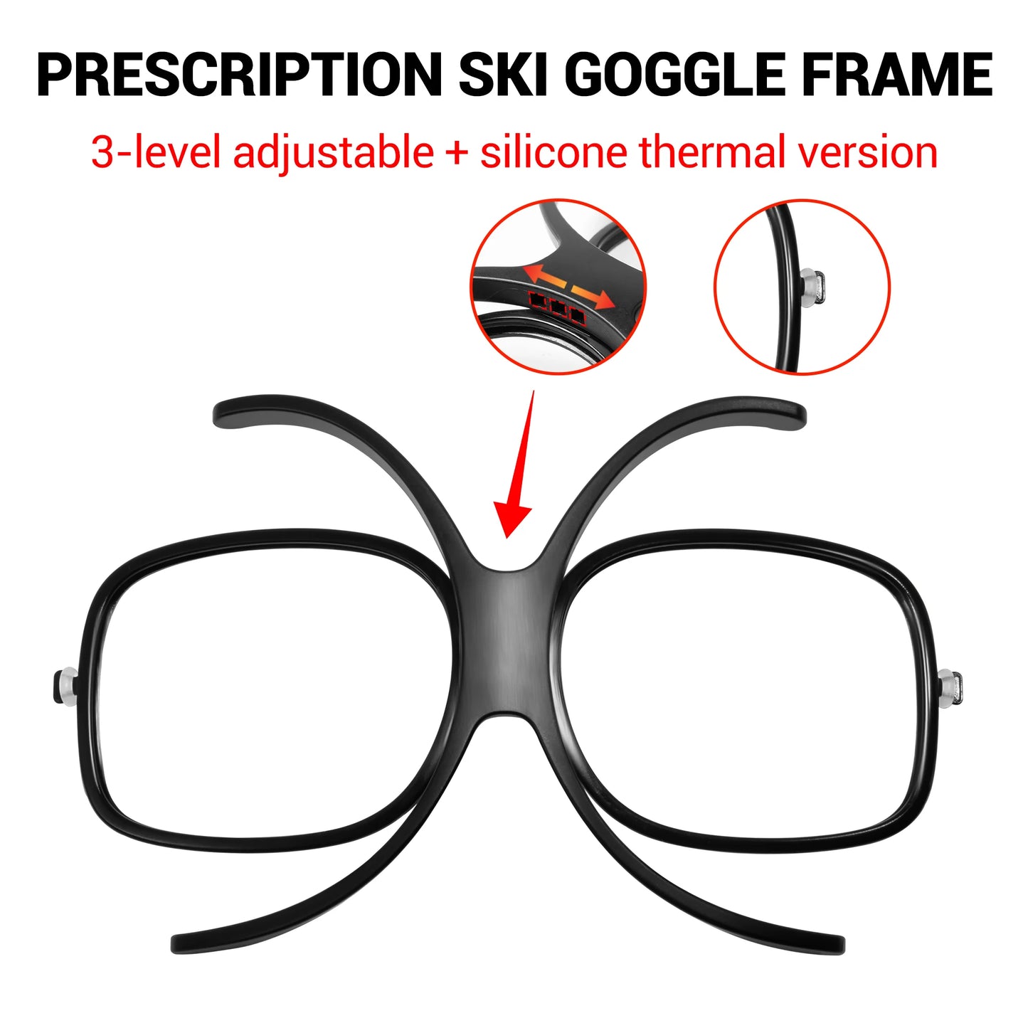 Kapvoe Myopia Frame for Ski Goggle Adjustable Snow Goggles Insert Clip-On Clip for Kapvoe Ski Goggle Myopia Frame Bike Frame