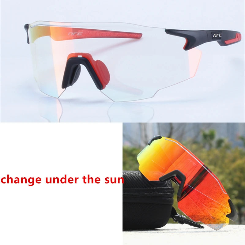 NRC Cycling Sunglasses 1lens UV400 TR90 Sports Bicycle Glasses MTB Mountain Bike Fishing Hiking Riding Eyewear for Men Women