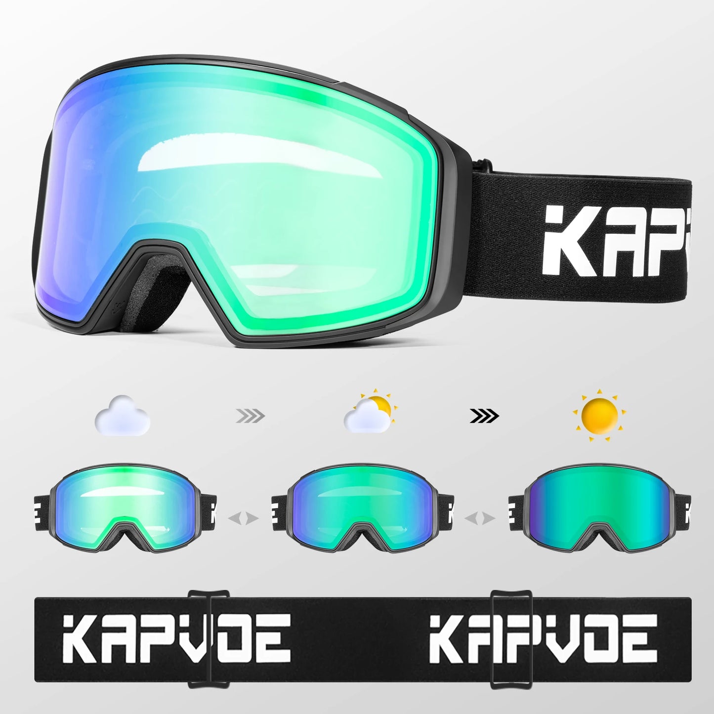 Kapvoe Magnetic Ski Goggles | UV400 Anti-Fog | Men & Women | Snowboard & Snowmobile