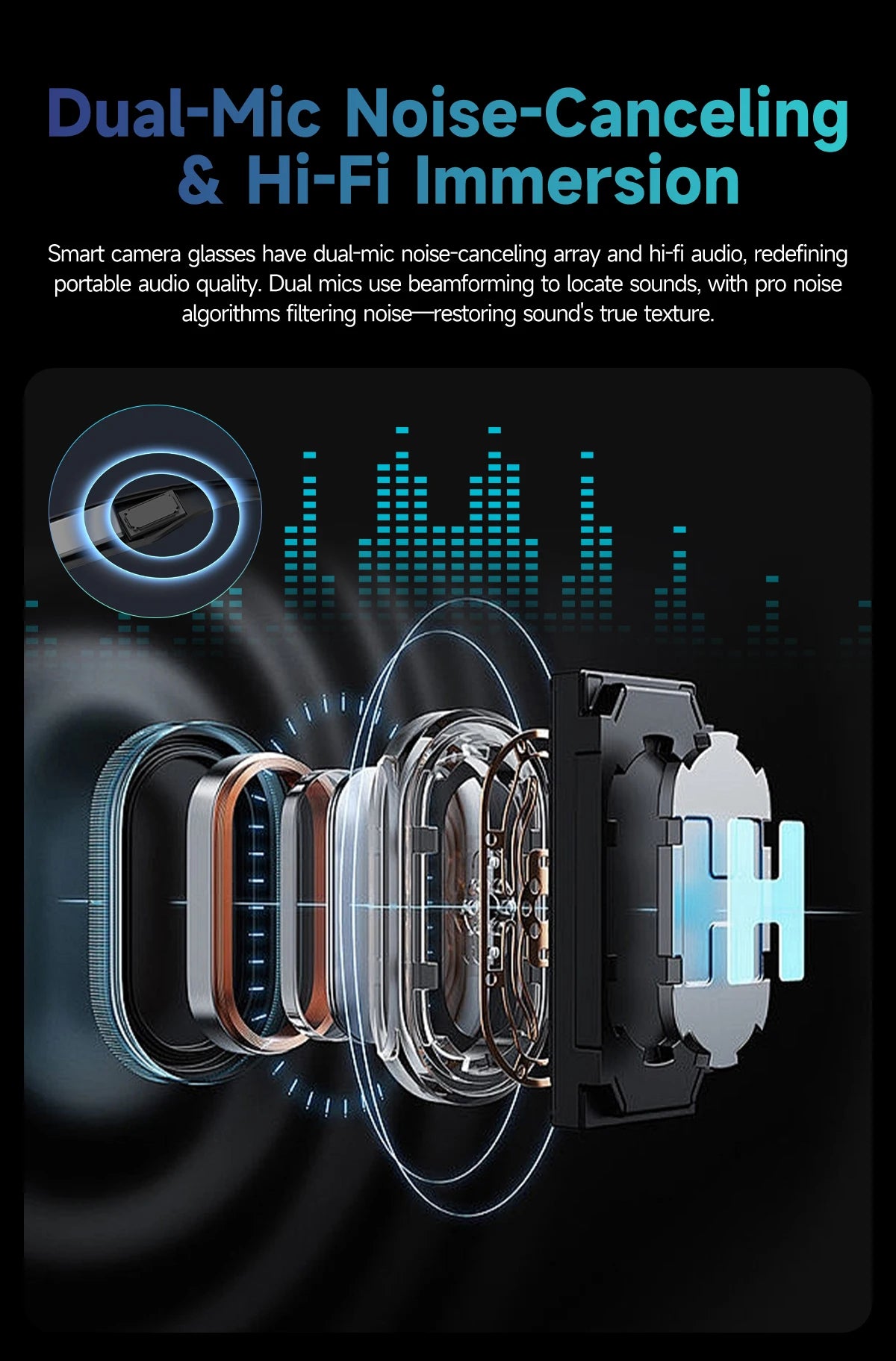 2025 Smart Glasses Women Wireless Bluetooth Call Sunglasses 800W Pixel Dual Camera Voice Assistant Intelligent Translation Glass