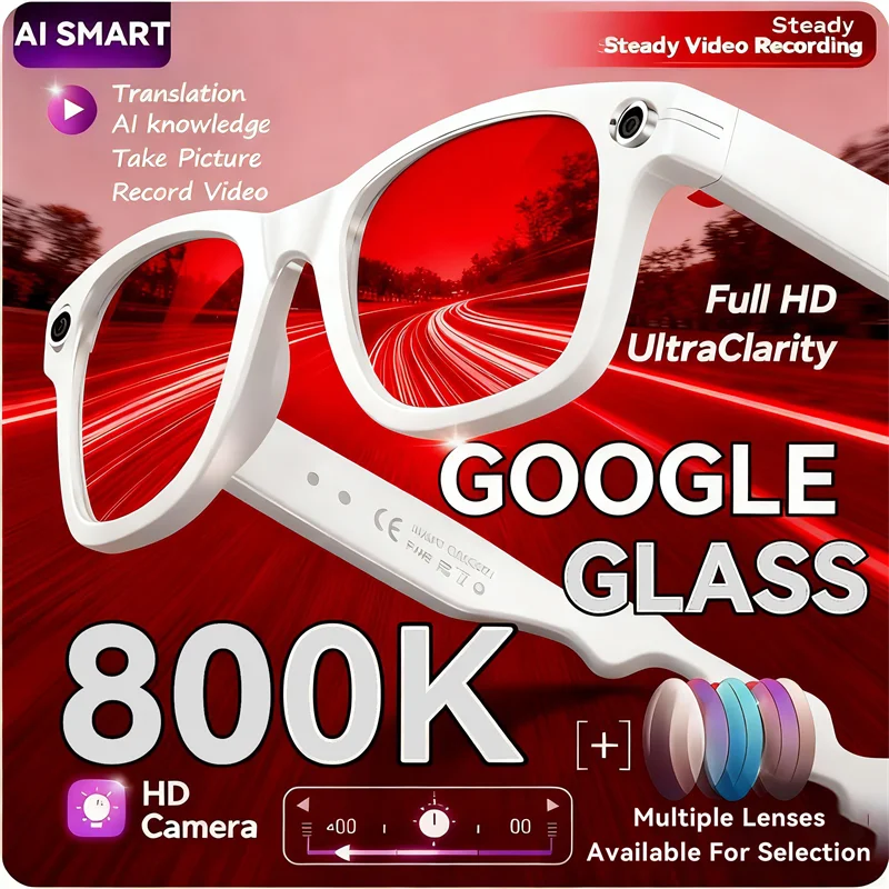 New 8MP Camera Smart Sunglasses Video Recording AI Photo Recognition Eyeglasses Wireless Bluetooth Call Glasses Sports Headphone
