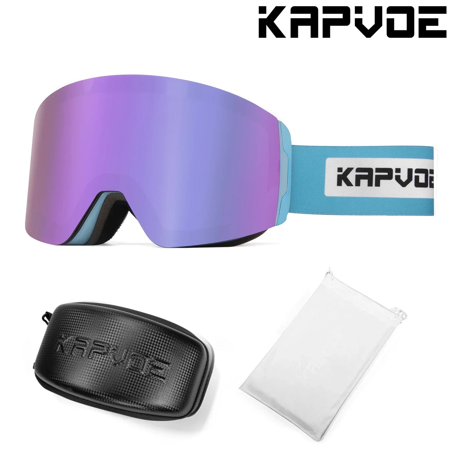 Kapvoe OTG Ski Goggles for Women | UV400 Anti-Fog | Fits Over Glasses | Snowboard & Snowmobile