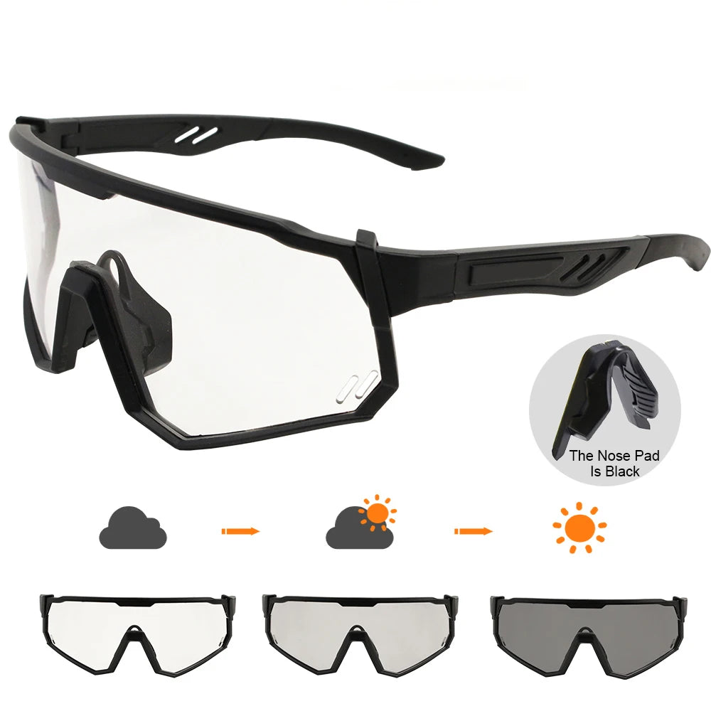 Photochromic Cycling Sunglasses | UV400 Auto-Tint Sports Glasses for Men & Women | MTB, Running