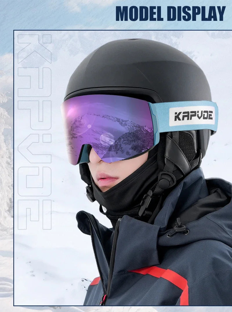 Kapvoe OTG Ski Goggles for Women | UV400 Anti-Fog | Fits Over Glasses | Snowboard & Snowmobile