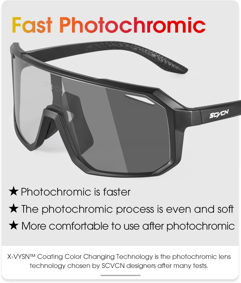 SCVCN Photochromic Cycling Sunglasses MTB Glasses Road Bike Cycling UV400 Goggles Men Women Outdoor Bicycle Sports Eyewear New
