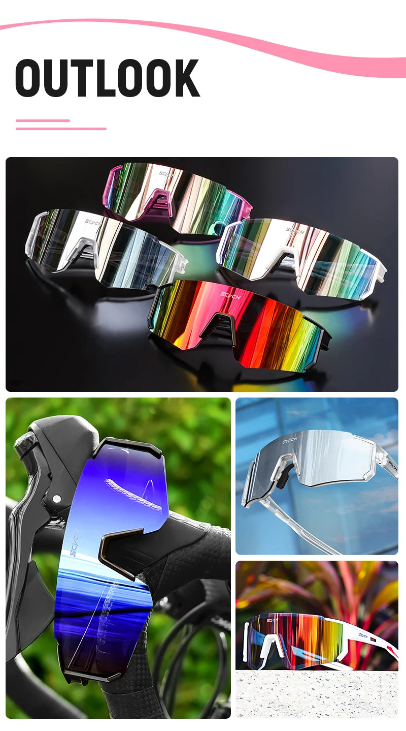 SCVCN Fsshion Sunglasses Street Cycling Glasses Bike Men UV400 Sports MTB Outdoor Bicycle Women Sunglasses Multi Color Riding
