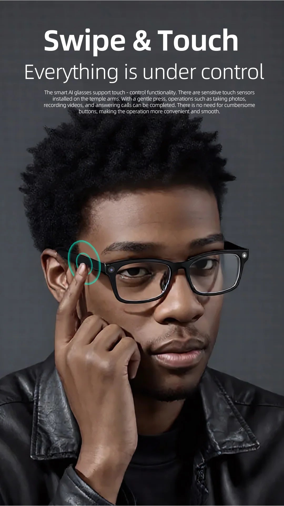 AI Eyeglasses Video Voice Call Noise Cancellation Wireless Bluetooth Headset HD Anti-Shake Camera Contact Glasses Goggles