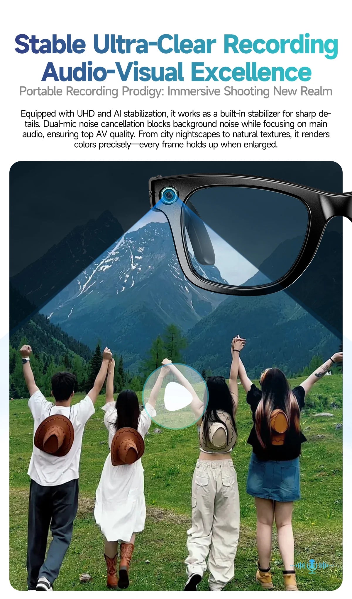 2025 Smart Glasses Women Wireless Bluetooth Call Sunglasses 800W Pixel Dual Camera Voice Assistant Intelligent Translation Glass