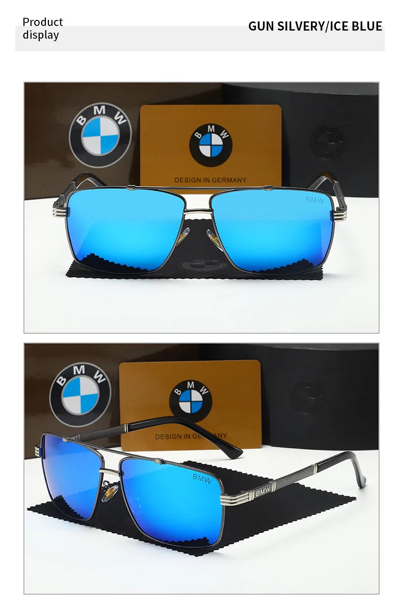 BMW Luxury Polarized Sunglasses for Men | UV400 Anti-Glare Rectangle Frame