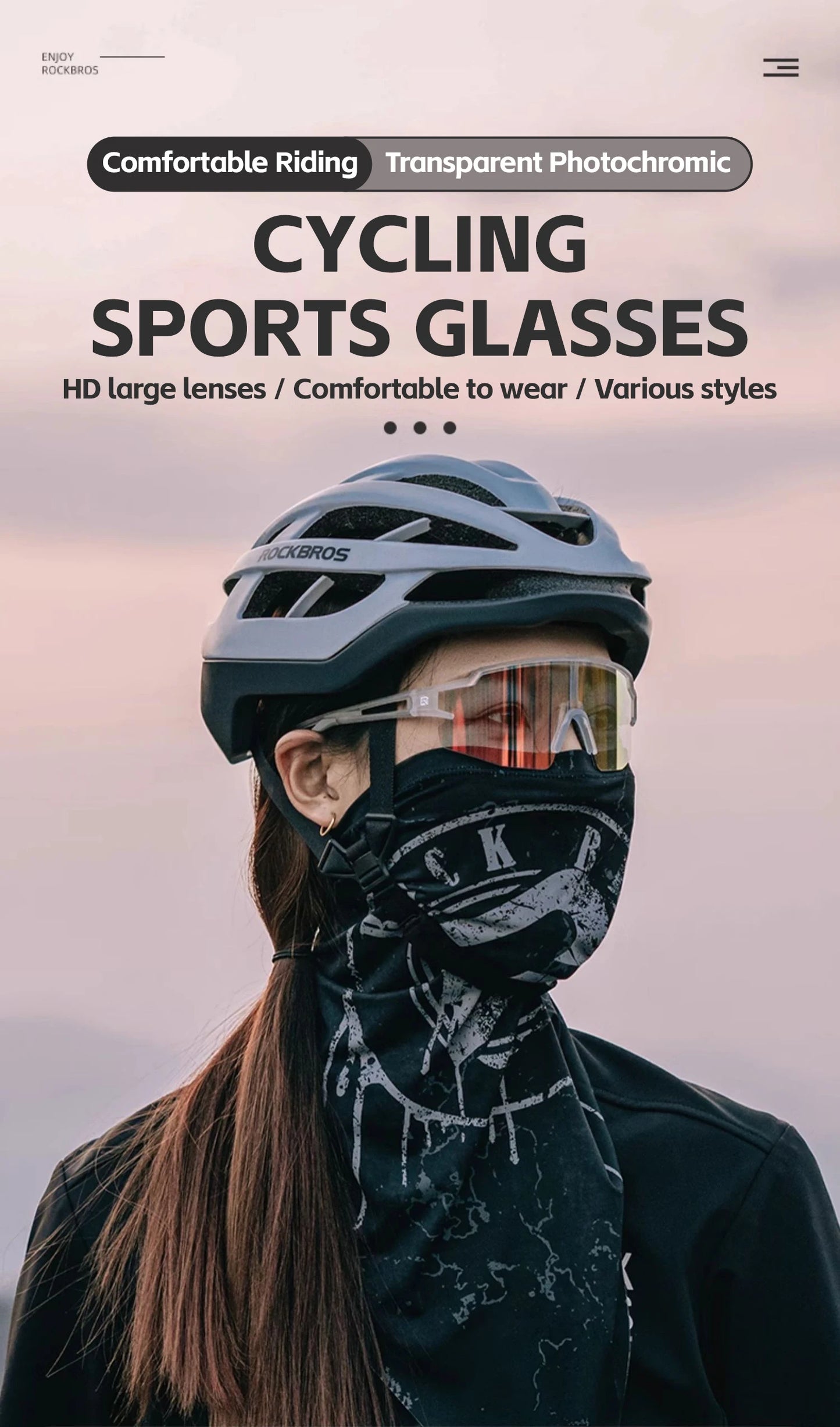 ROCKBROS Photochromic Myopic Cycling Glasses Photosensitive Unisex Running Outdoor Sports Windproof Dustproof Bicycle Accessory