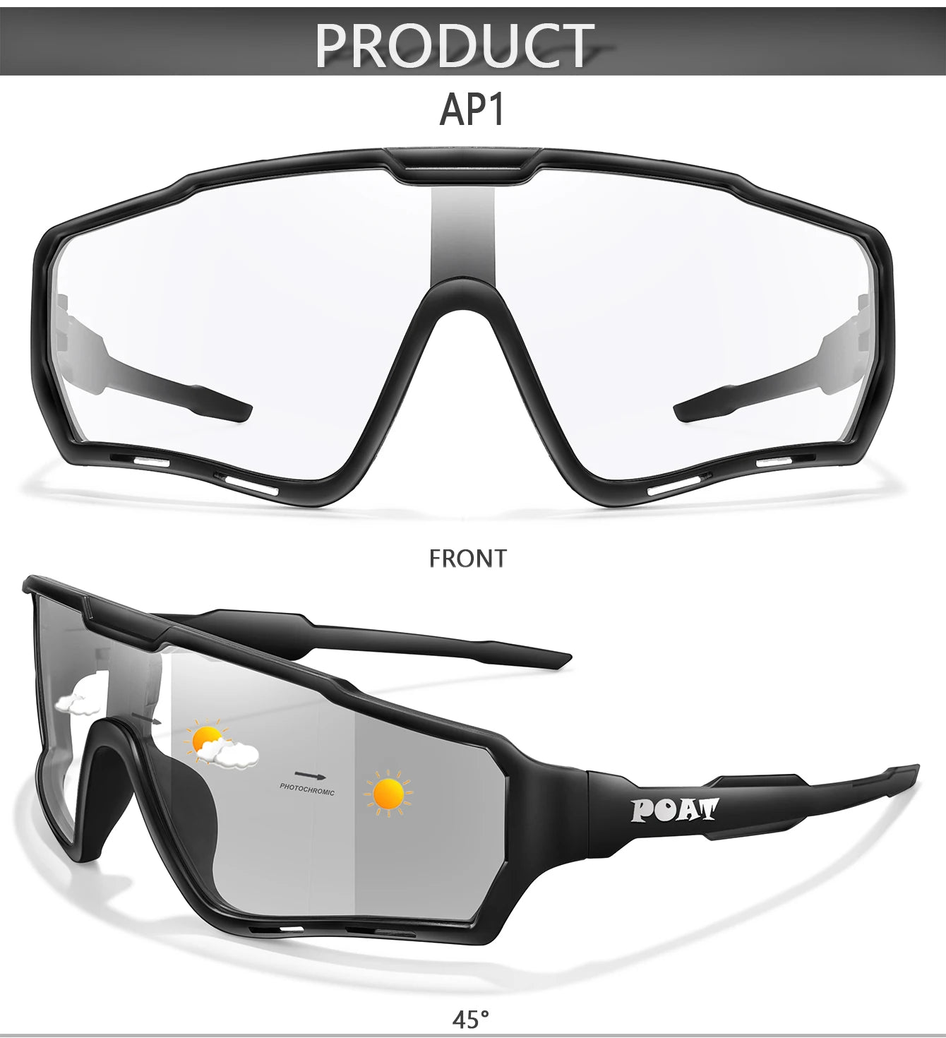 POAT Brand New Style Photochromic Sunglasses Sports Men Women MTB Bike Bicycle Eyewear Cycling Fishing Running Glasses