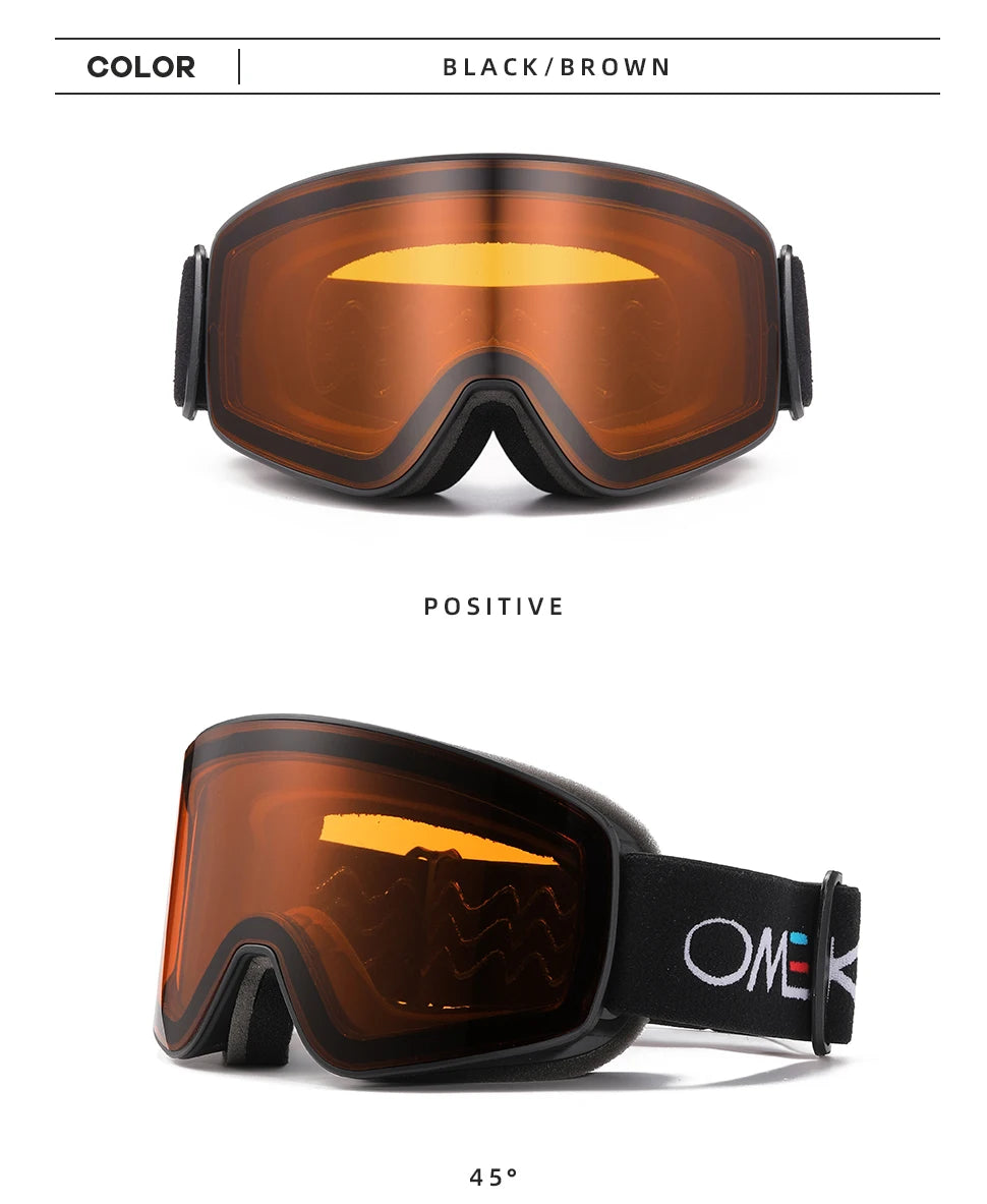 OMEKOL BRAND NEW Double Layers Anti-Fog Ski Goggles Snowmobile Eyewear Outdoor Sport Snow Snowboard Glasses