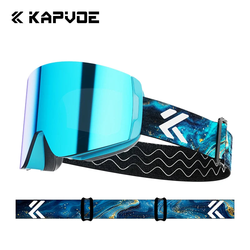 Kapvoe OTG Ski Goggles for Women | UV400 Anti-Fog | Fits Over Glasses | Snowboard & Snowmobile