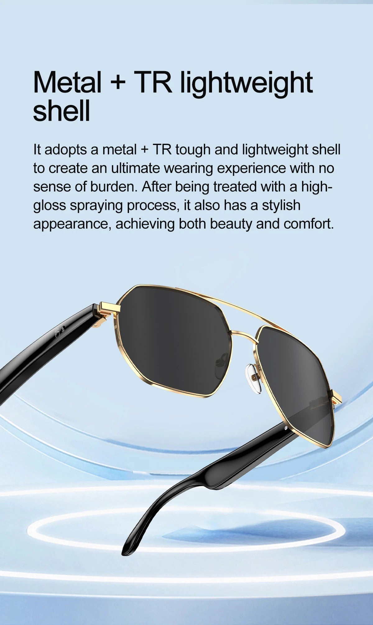 696 AI Voice Video Call Real-time Translation Intelligent Question Answering Smart Glasses UV Protection Sport BT Sunglasses