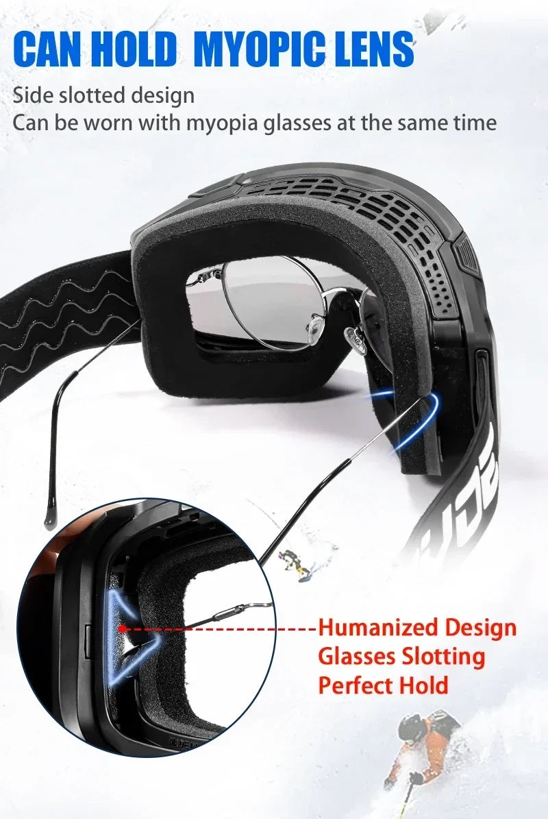 Kapvoe Magnetic Ski Goggles | UV400 Anti-Fog | Men & Women | Snowboard & Snowmobile