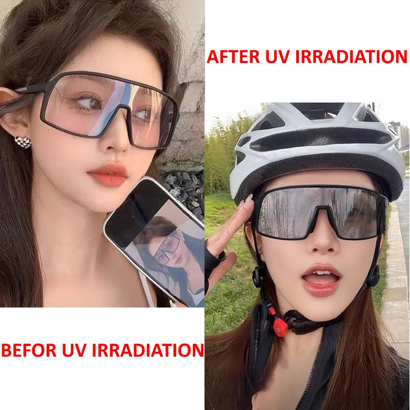 Large Frame UV400 Polarized/Photochromic Sports Cycling Bike Glasses Men Women TR90 MTB Baseball Fishing Softball Sunglasses