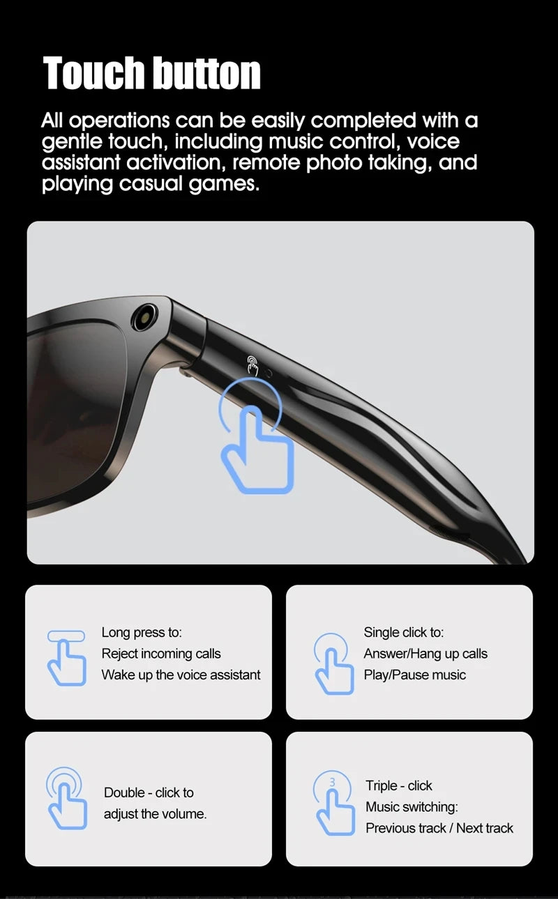 Xiaomi 8K AI Smart Glasses With 100MP Camera Chat GPT Touch Sport Sunglasses Bluetooth Call Video Music Player For Men Women
