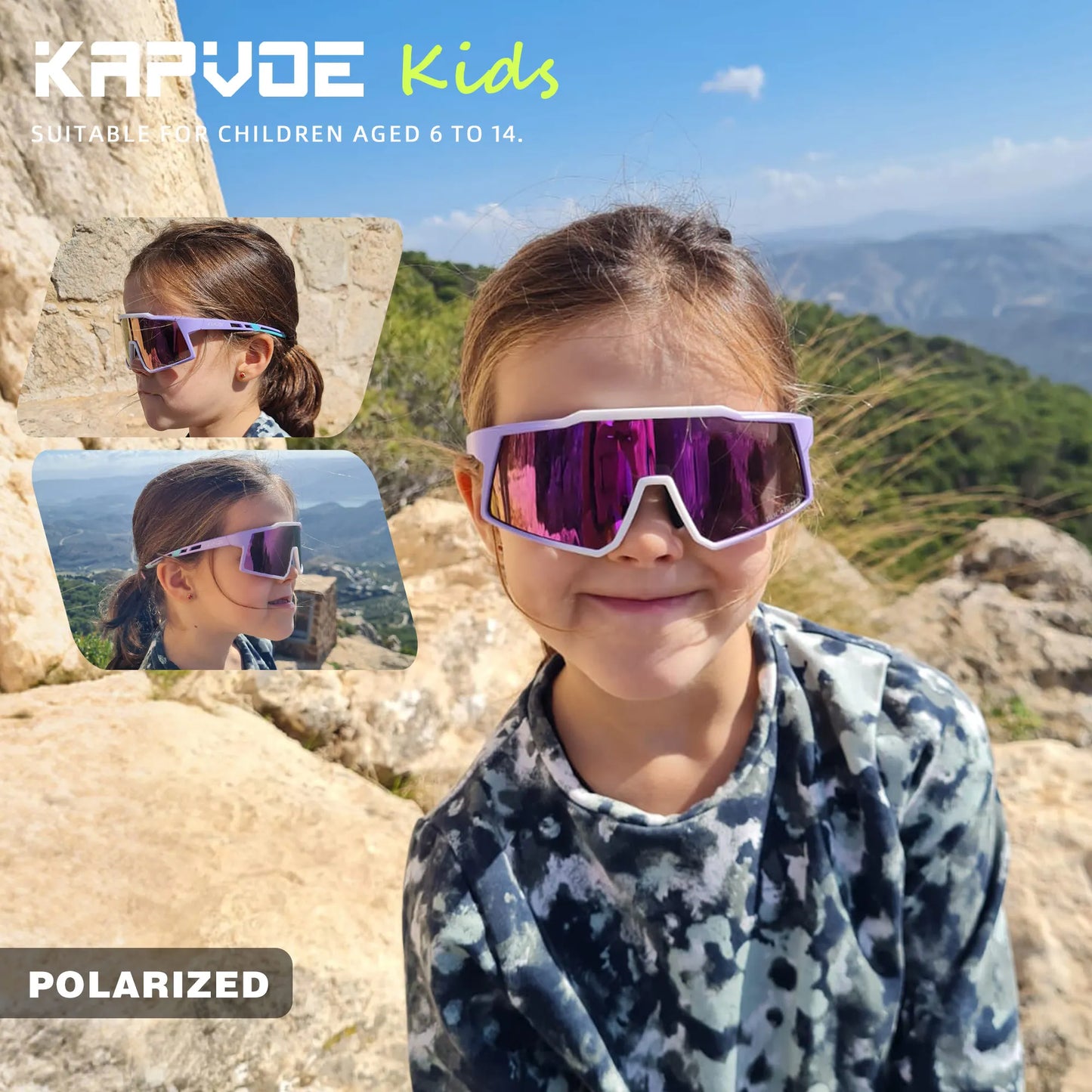 Kapvoe Kids Sports Sunglasses Polarized Cycling Glasses Teenagers UV400 Eyewear Boys and Girls Sports Running Biking Baseball