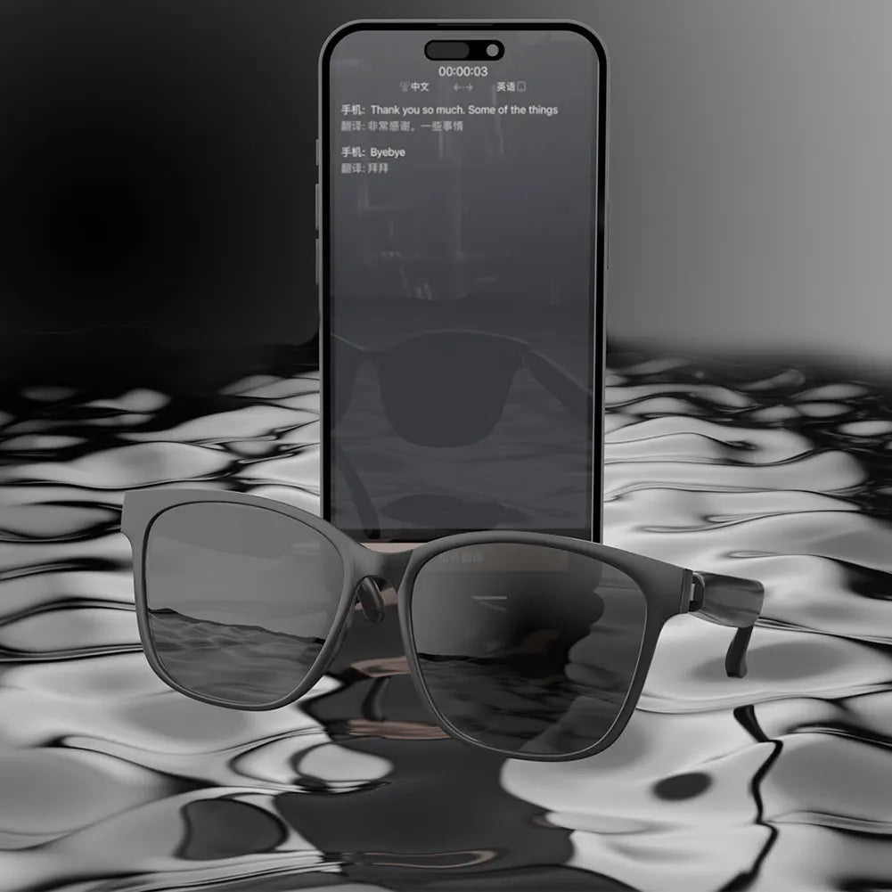 AI Glasses Wireless Earbuds Automatic Voice Translation Audio Glasses Support 75 Languages BT 5.4 for Sports Meeting Recording