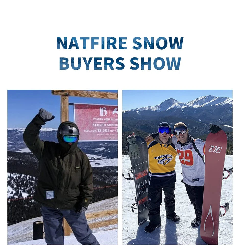 NATFIRE Ski Goggles Double Layers Anti-fog UV400 Snowboard Snow Goggles Snowmobile Glasses Eyewear Outdoor Sport Skiing Googles