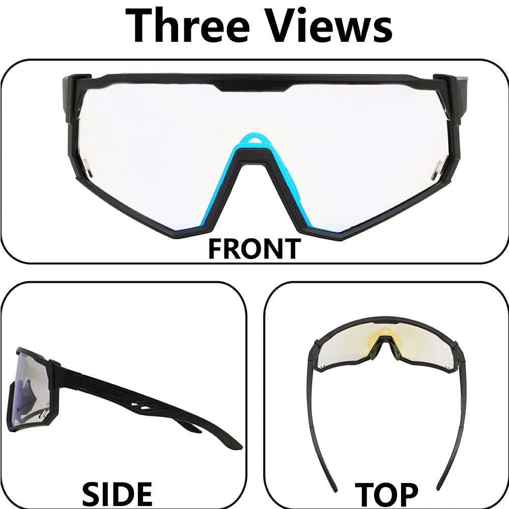 Photochromic Cycling Sunglasses | UV400 Auto-Tint Sports Glasses for Men & Women | MTB, Running