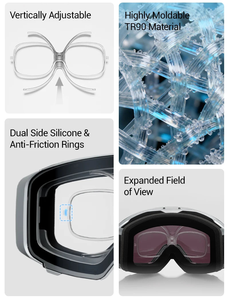 Kapvoe Myopia Frame for Ski Goggle Adjustable Snow Goggles Insert Clip-On Clip for Kapvoe Ski Goggle Myopia Frame Bike Frame