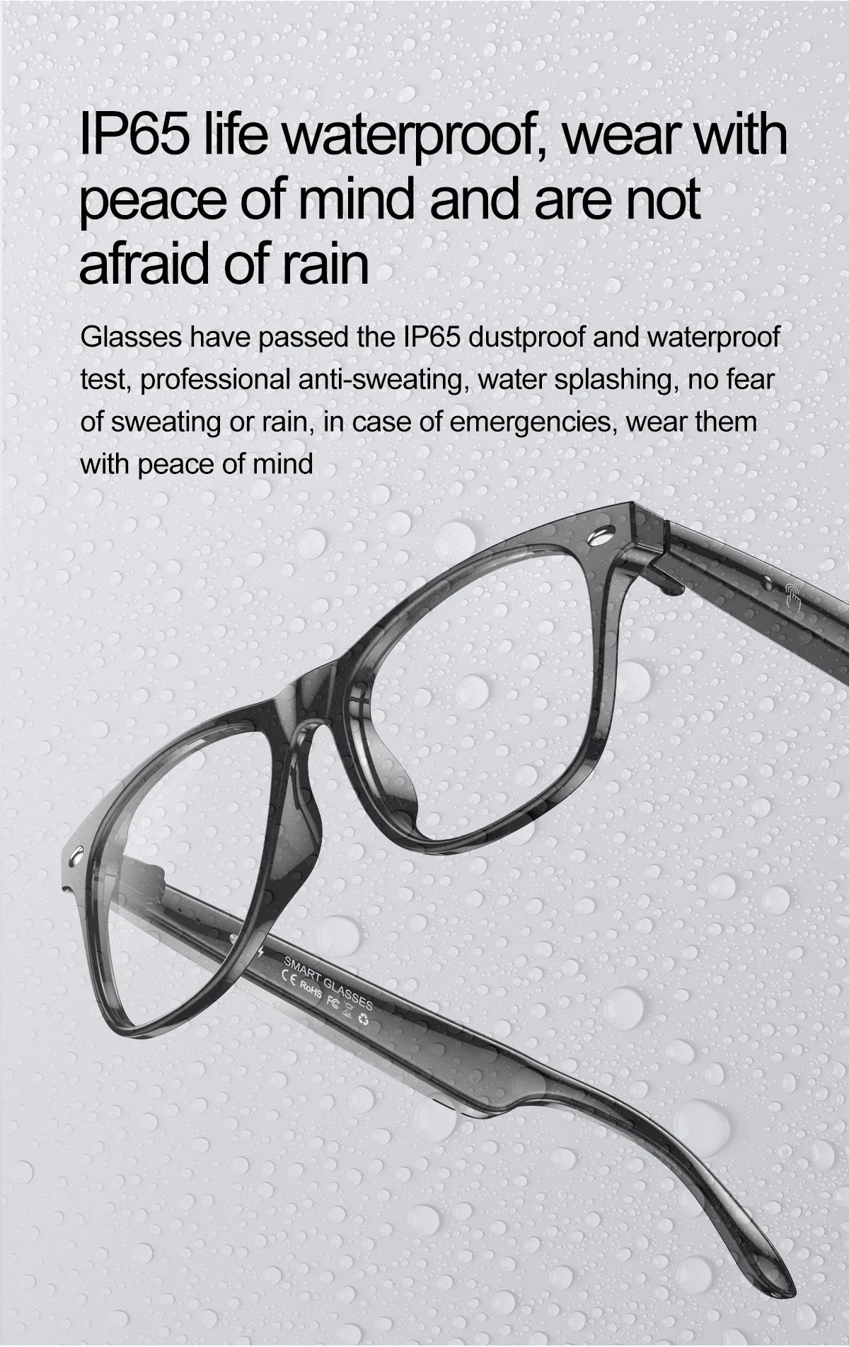 LIGE Smart Glasses AI Intelligent Real-time Translation Bluetooth 6.0 Sunglasses Outdoor Sport Earphone Calling Music Eyeglasses