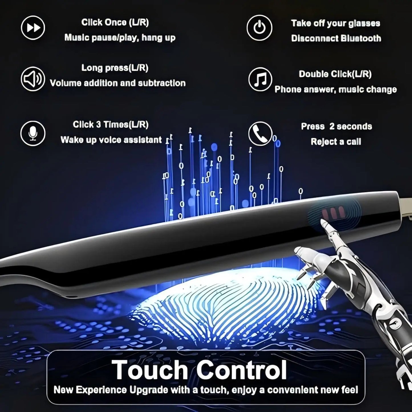Smart AI translation audio glasses, real-time app translation in over 160 languages, light-sensitive color-changing lenses