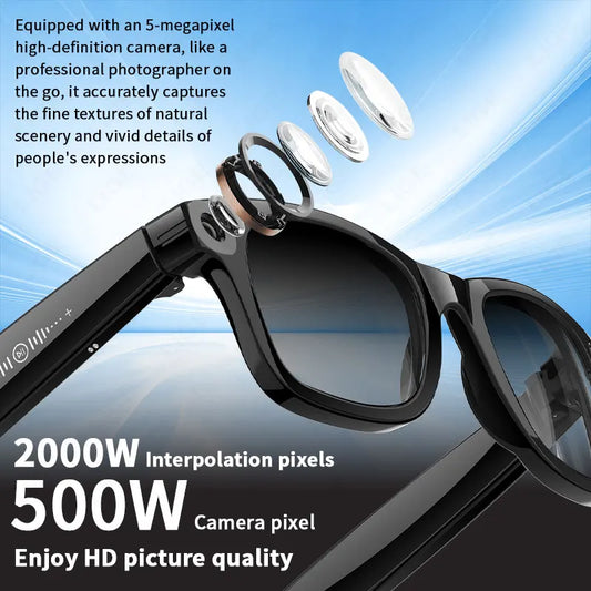 LIGE Smart Glasses | 5MP Camera, Bluetooth Call & AI Translation | IP66 Waterproof