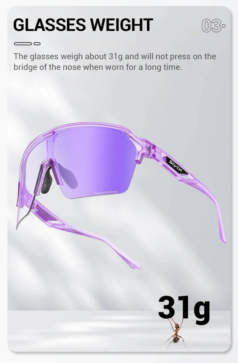 SCVCN Photochromic Cycling Sunglasses Glasses Bike Mountain Bicycle Hiking Golf UV400 Sports Glasses for Men Women Baseball 2025