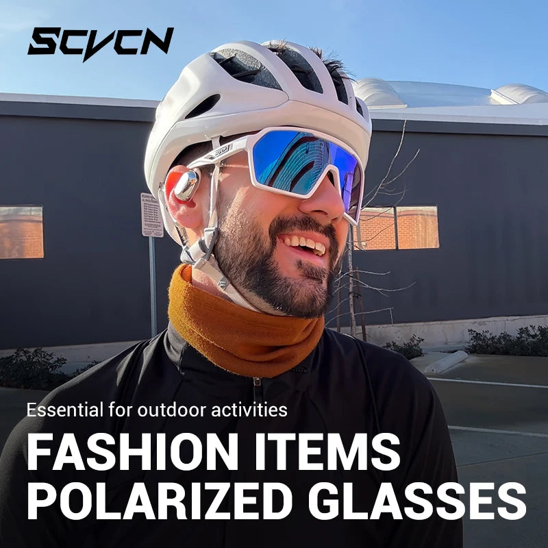 SCVCN Fashion Polarized Sunglasses Cycling Glasses for Men Mountain Bike Eyewear Baseball Sports Goggles Skating Sun Glasses