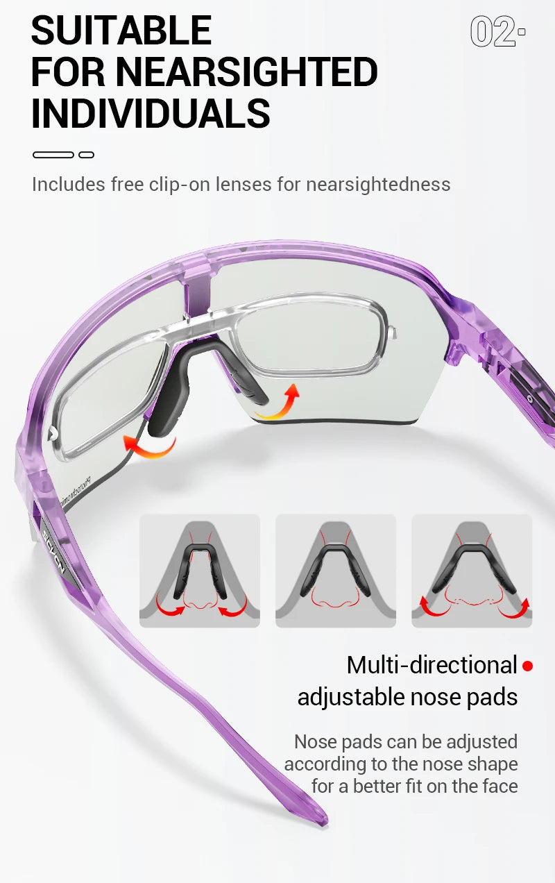 SCVCN Photochromic Cycling Sunglasses Glasses Bike Mountain Bicycle Hiking Golf UV400 Sports Glasses for Men Women Baseball 2025