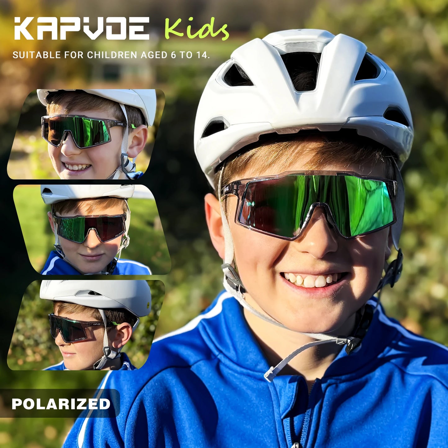 Kapvoe Kids Sports Sunglasses Polarized Cycling Glasses Teenagers UV400 Eyewear Boys and Girls Sports Running Biking Baseball