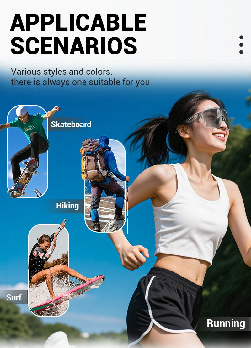 SCVCN Photochromic Cycling Sunglasses Glasses Bike Mountain Bicycle Hiking Golf UV400 Sports Glasses for Men Women Baseball 2025