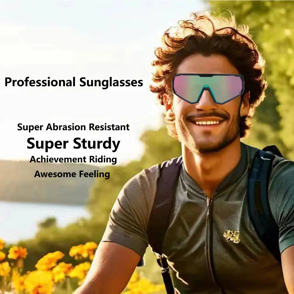 Photochromic Cycling Sunglasses | UV400 Auto-Tint Sports Glasses for Men & Women | MTB, Running