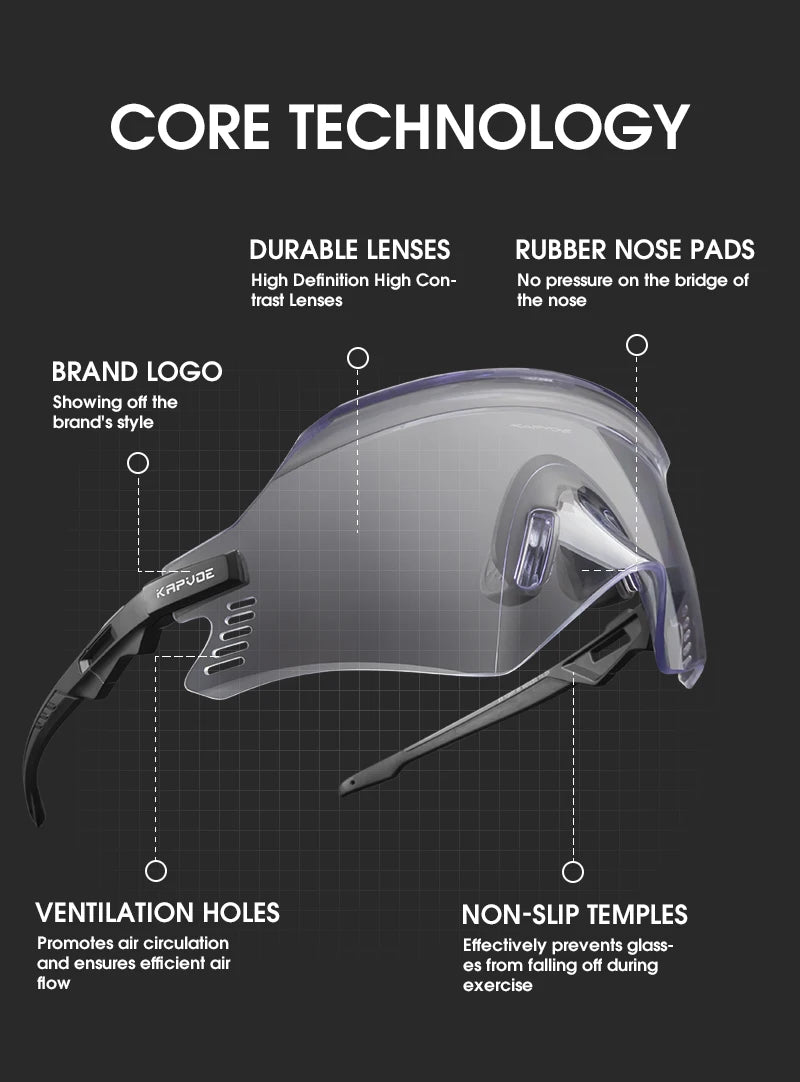 KAPVOE Cycling Sunglasses Cycling Glasses UV400 MTB Bicycle Eyewear Outdoor Sports Goggles Women Men Road Bike Racing Equipment