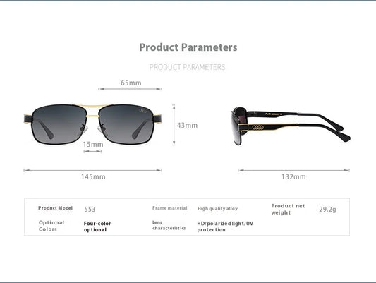 Audi UV400 Polarized Rectangle Sunglasses Glasses for Men Women Driving Motorcycle Outdoor Cycling Glasses with AntiGlare Lens