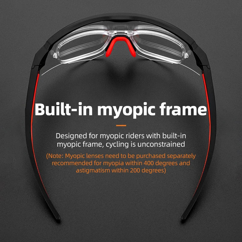 ROCKBROS Photochromic Myopic Cycling Glasses Photosensitive Unisex Running Outdoor Sports Windproof Dustproof Bicycle Accessory