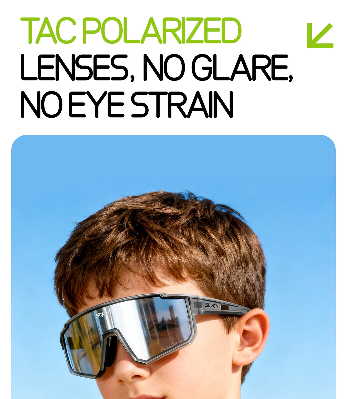 SCVCN Kids Polarized Sports Sunglasses Photochromic UV400 Boy Baseball Glasses Cycling Outdoor Eyewear Running Hiking Sunglasses