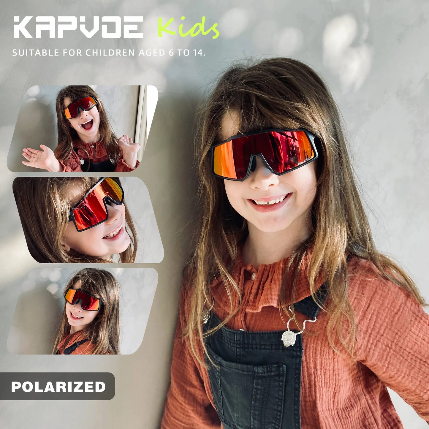Kapvoe Kids Sports Sunglasses Polarized Cycling Glasses Teenagers UV400 Eyewear Boys and Girls Sports Running Biking Baseball